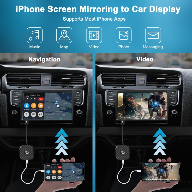 Carplay Bộ Chuyển Đổi Gương Chiếu Hậu Xe Hơi Có Dây Cho iphone