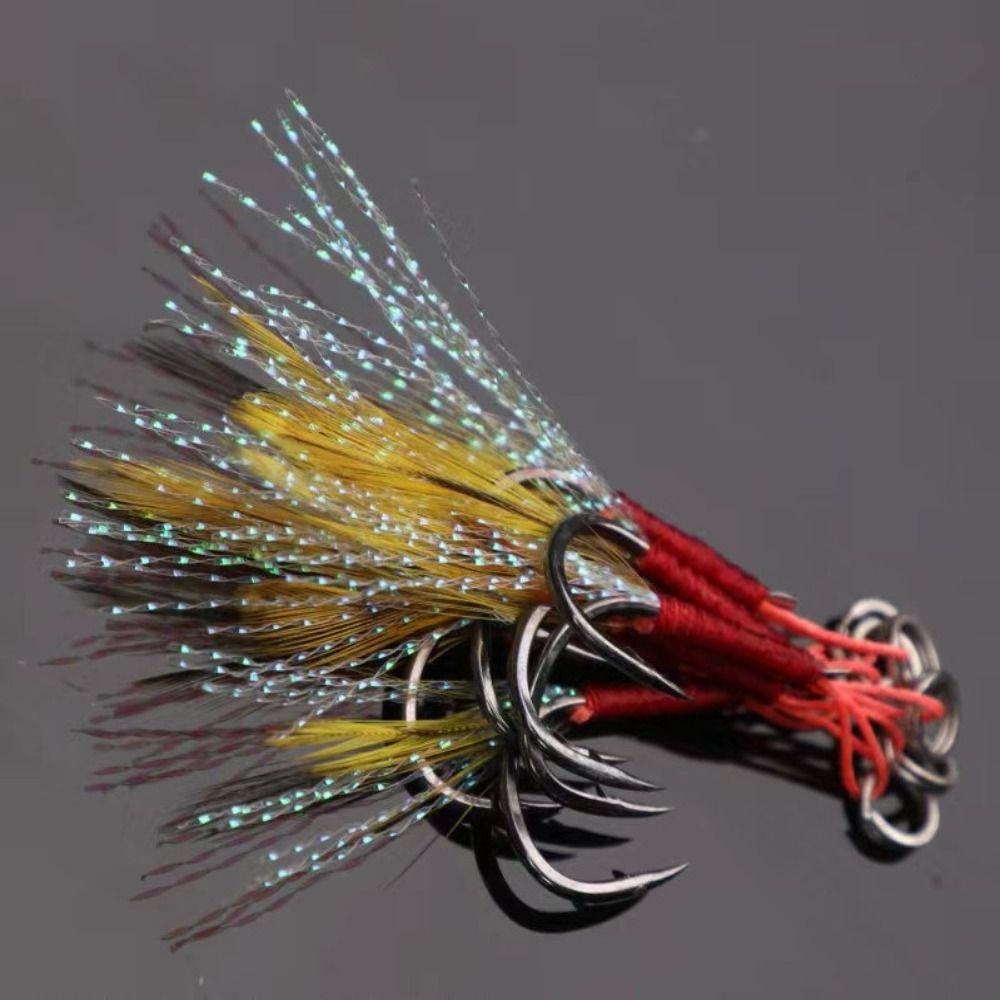 Mmluck Set 10 Móc Sắt Đơn Với Lông Vũ Nhiều Màu Sắc Chống Rỉ Sét Cao Cấp Cho Câu Cá Trên Băng