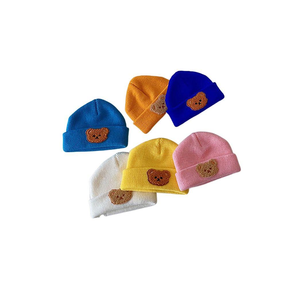 Mũ beanie Không Vành Giữ Ấm Mùa Thu Đông In Họa Tiết Gấu Hoạt Hình Dễ Thương Cho Bé