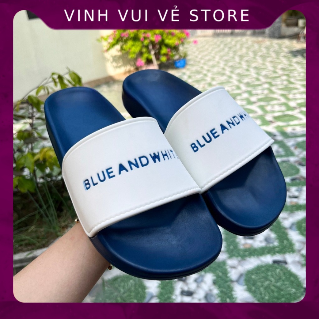 Dép Quai Ngang Blue And White - Dép ulzzang Nam Nữ phong cách Hàn Quốc