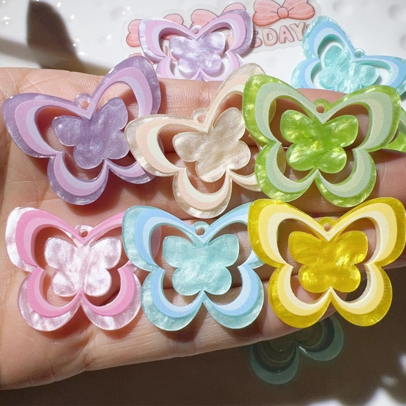 Miss Mặt Dây Chuyền Hình Bướm Rỗng Bằng acrylic Tinh Tế Tự Làm Trang Sức