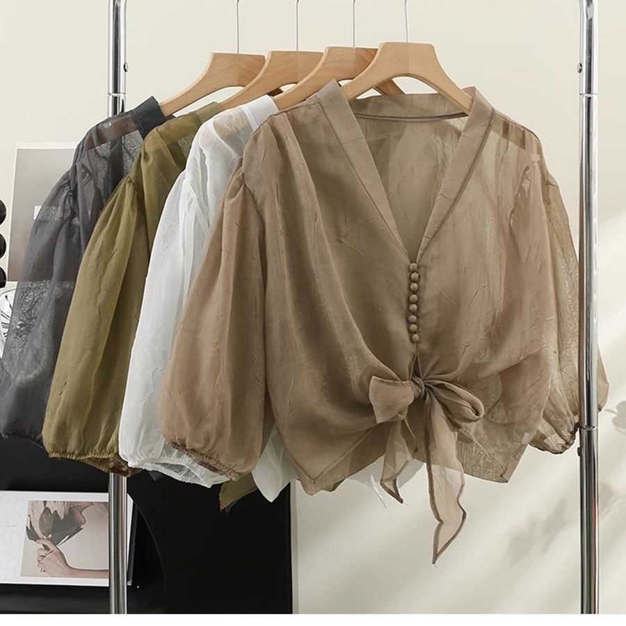 Áo chiffon Tay Phồng Chống Nắng Thời Trang Mùa Hè 2023 Thiết Kế Mới 2023