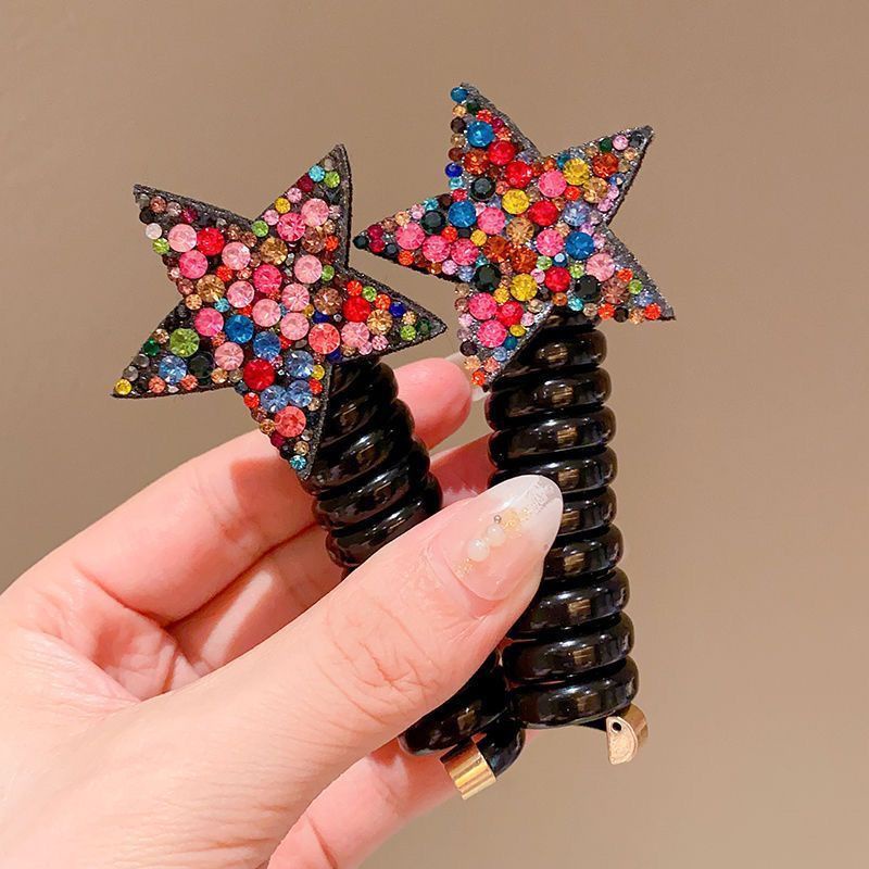 Dây Buộc Tóc Dạng Xoắn Co Giãn Cao Đính Ngôi Sao Kim Cương Giả y2k Cho Nữ Không Làm Đau Tóc