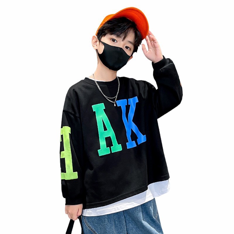 Áo sweater Tay Dài Cổ Tròn Dáng Rộng Thời Trang Cho Bé Trai