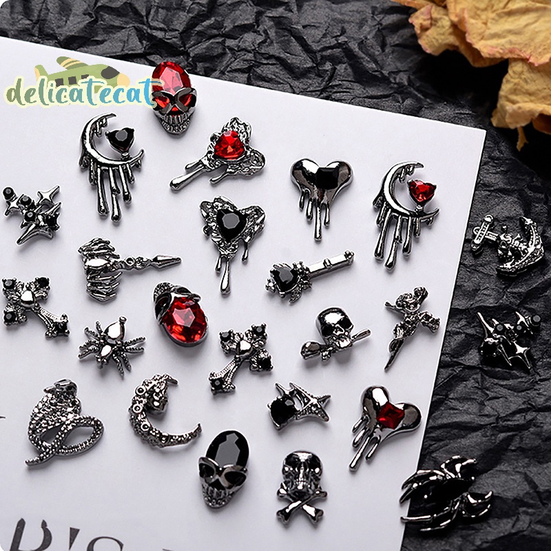 Set 10 Phụ Kiện Trang Trí Móng Tay Nghệ Thuật Hình Thánh Giá 3d Bằng Hợp Kim Phong Cách punk