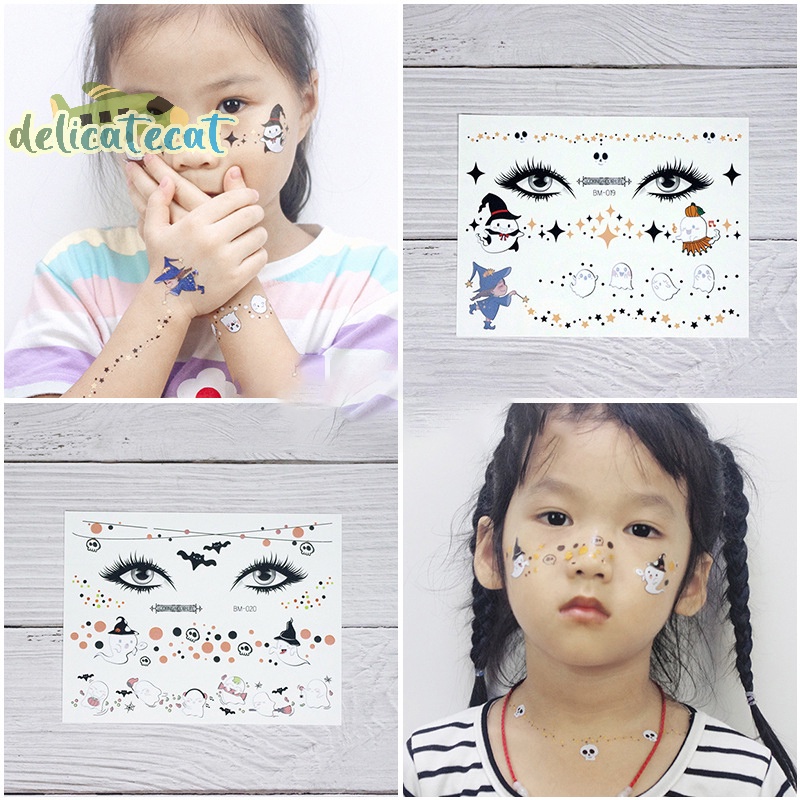 Hình Xăm Dán Mặt Và Cơ Thể Hóa Trang halloween Chống Nước Vui Nhộn Cho Bé