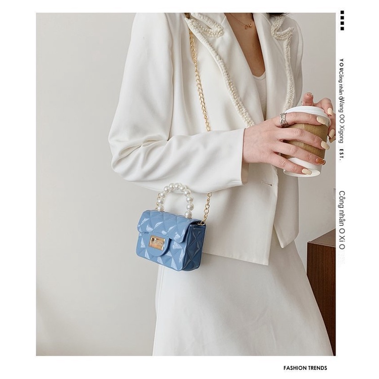 Túi Đeo Chéo mini Đính Hạt Ngọc Trai Và Đá Thạch Thời Trang Mới 2023 Cho Bé