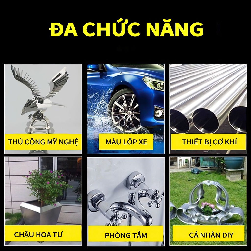 Sơn Bạc Mạ Crom Sơn Xịt Mạ Chrome Sáng Bóng 350ml - Chai Sơn Mạ Siêu Bóng