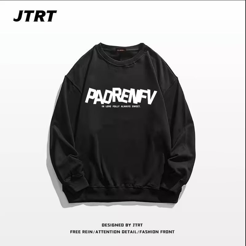 Áo sweater cotton Tay Dài Dáng Rộng In Chữ Màu Cà Phê Thời Trang Thu Đông Hàn Quốc size m-5xl