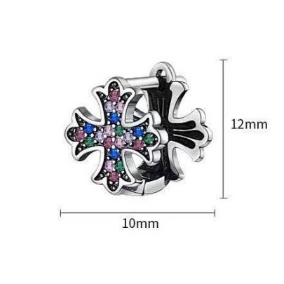 Sterling Silver Earrings Men's High-Grade Colorful Cross Boys Ear Clip Single One Style for Dual-Wear Cold Wind Trendy Men's Earrings Mbix