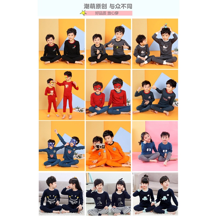 Bộ Đồ Ngủ cotton Mặc Nhà Dáng Dài Giữ Ấm Hình Người Nhện Màu Đỏ Thuần Khiết Thời Trang Thu Đông Cho Bé Trai Và Bé Gái