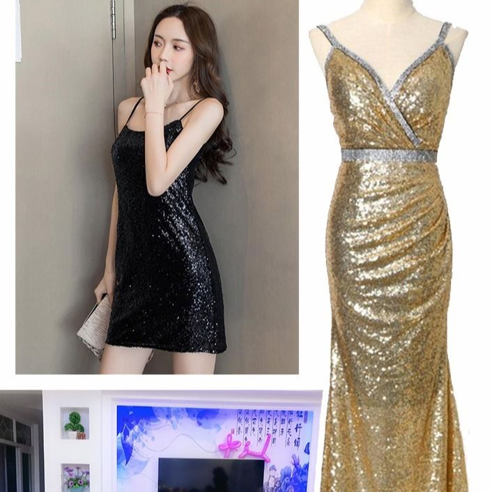 Vải Đính Kim Sa Lấp Lánh 3mm 0.5 yard Dùng May Đầm