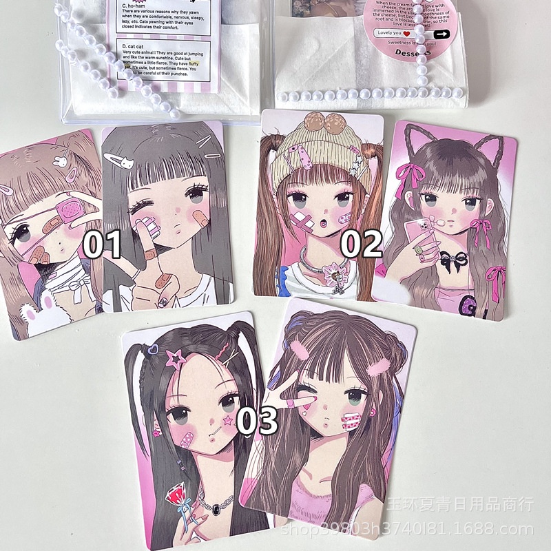 Dễ Thương Thiệp Nhỏ 3 inch Mềm Mại In Hình Cô Gái Đáng Yêu Thẻ