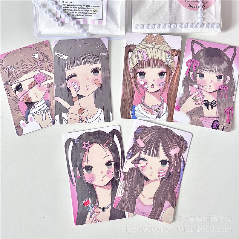 Dễ Thương Thiệp Nhỏ 3 inch Mềm Mại In Hình Cô Gái Đáng Yêu Thẻ