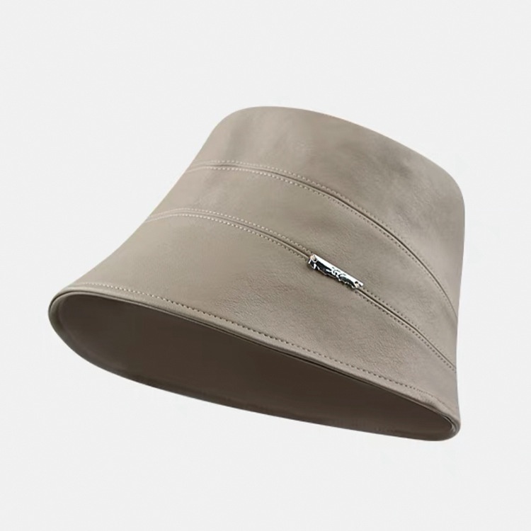 Mũ bucket Chất Liệu Da Nhân Tạo Màu Trơn Thời Trang Thu Đông Phong Cách Hàn Quốc Cho Nữ