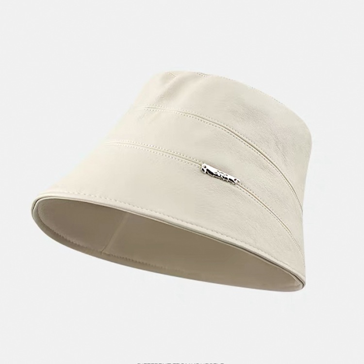 Mũ bucket Chất Liệu Da Nhân Tạo Màu Trơn Thời Trang Thu Đông Phong Cách Hàn Quốc Cho Nữ