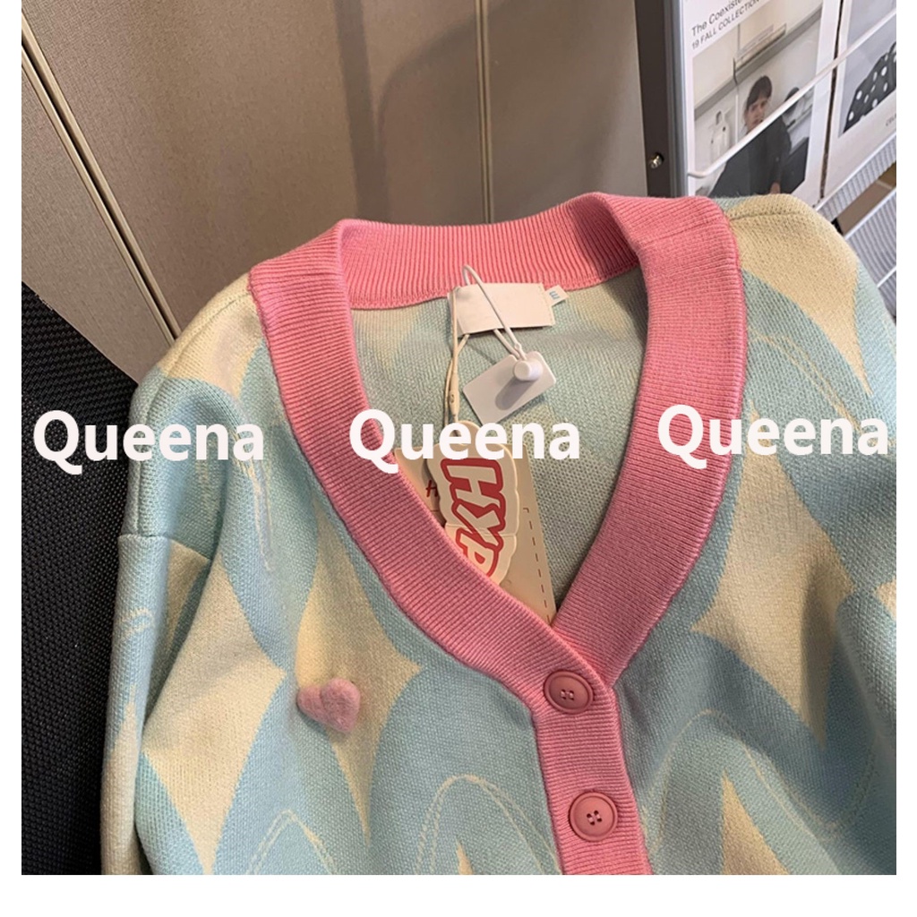 Queena  Áo Len áo khoác cardigan áo cardigan Thời trang hàn quốc  fashion Trendy Comfortable Thời trang A91K87P 36Z230909