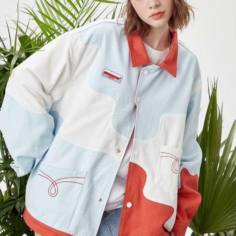 Áo Khoác Jeans Tay Dài Phối Màu Thời Trang Cho Nam