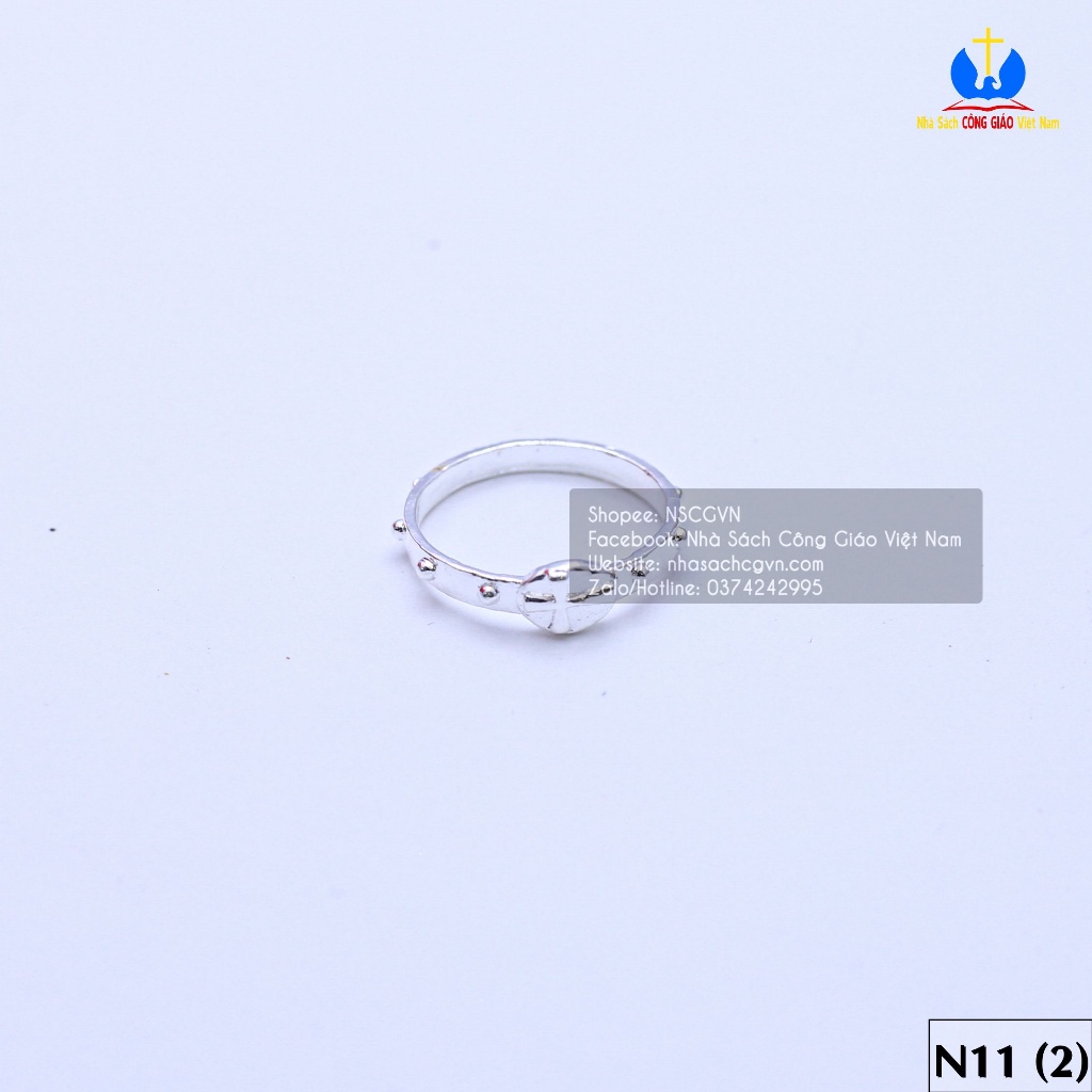 Nhẫn Thánh Giá bạc ta N11.H - Qua tặng Công Giáo