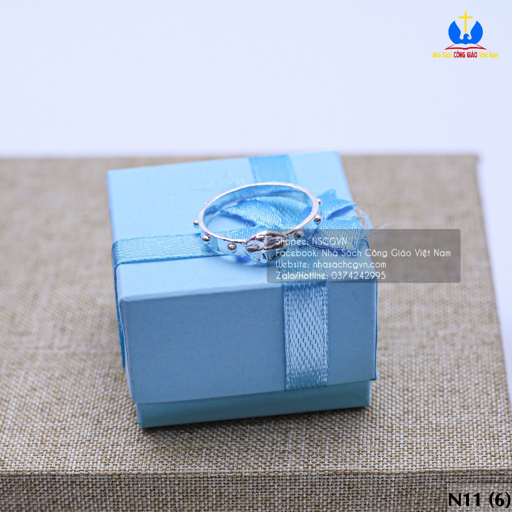 Nhẫn Thánh Giá bạc ta N11.H - Qua tặng Công Giáo