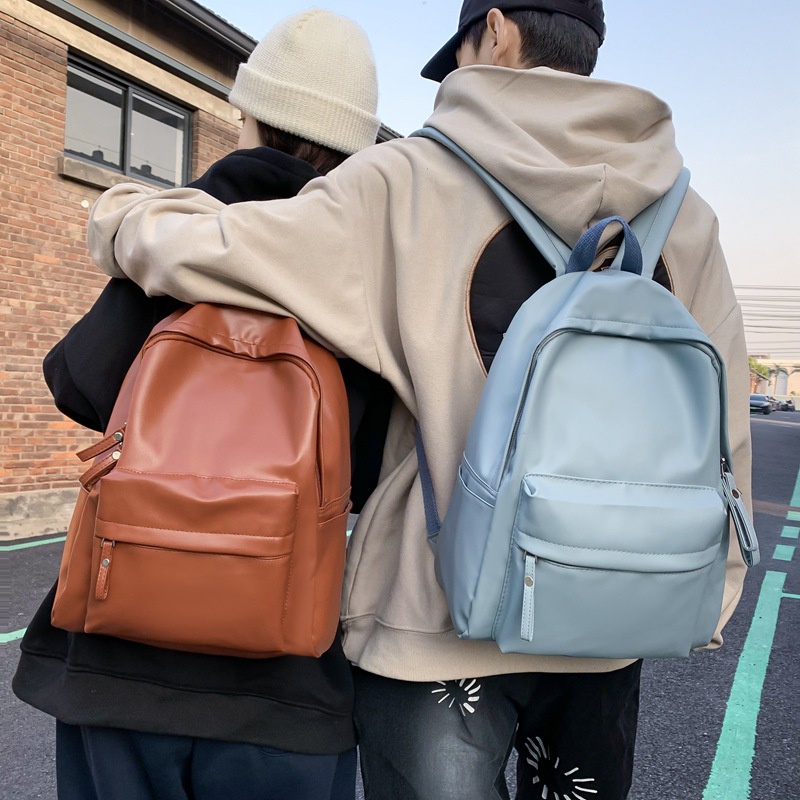 IMELON Ba Lô Da pu Màu Trơn Cỡ Lớn Phong Cách Thể Thao Trẻ Trung Cho Nam