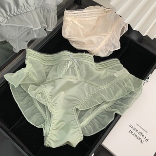 Quần lót satin viền gỗ lưng giữa ôm eo khô nhanh cho nữ