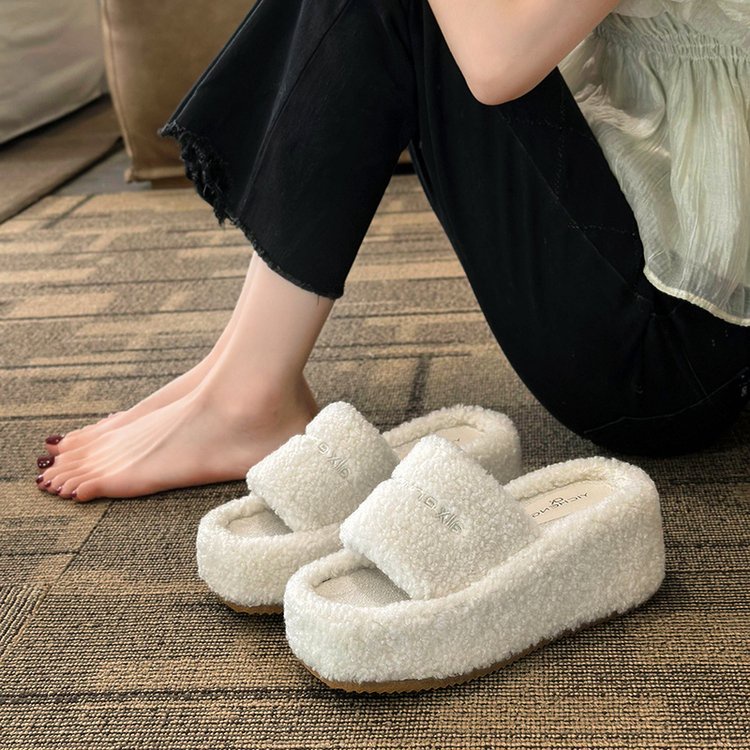 Dép Cao Gót Bằng Da Lộn Và cotton Mềm Màu Trơn Đơn Giản Thoải Mái Phong Cách Hàn Quốc
