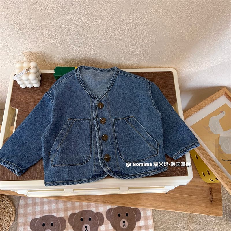 Áo Khoác denim Tay Dài Dáng Rộng Thời Trang Xuân Thu Dành Cho Bé