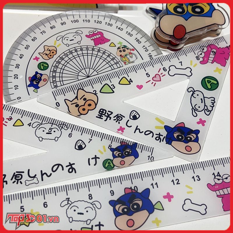 4 Cái/bộ Hoạt Hình Kuromi Giai Điệu Shin Dễ Thương Bộ Thước Học Sinh Trọn Bộ Tam Giác Thước Dụng Cụ Học Tập Văn Phòng Phẩm -top3C01