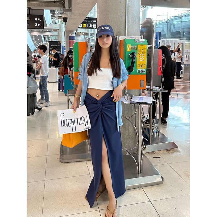 Chân Váy Dài Lưng Cao Xẻ Tà Quyến Rũ Cho Nữ