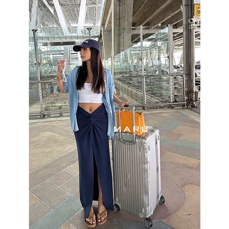 Chân Váy Dài Lưng Cao Xẻ Tà Quyến Rũ Cho Nữ