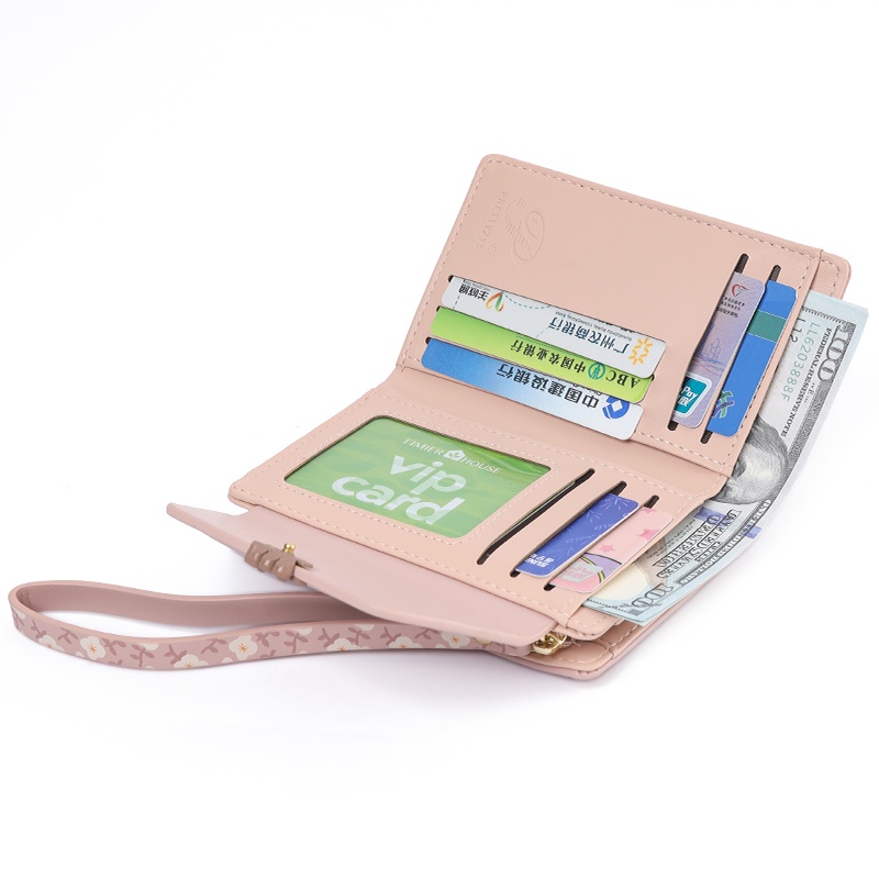 Thời Trang Ví Da Pu Họa Tiết Hoa Xinh Xắn Cho Nữ Giá Đỡ