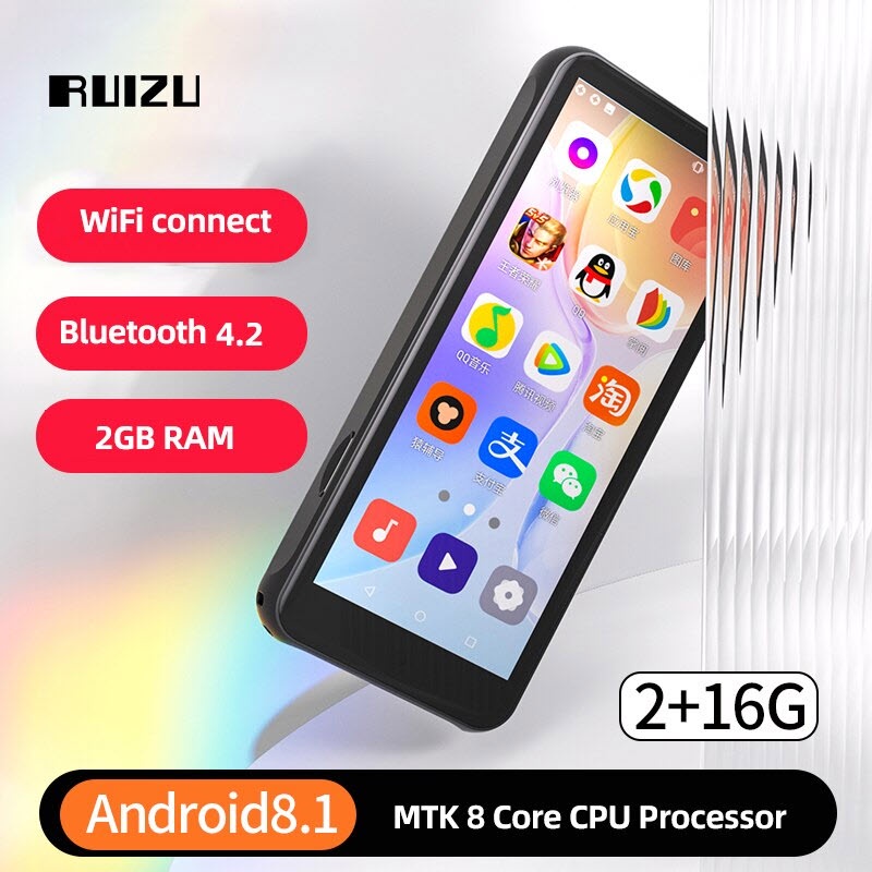 Quà Tặng -Máy Nghe Nhạc MP3 Ruizu Z80 HĐH Android 8.1 RAM 2Gb/ROM 16Gb Bộ Xử Lý 8 Nhân Kết Nối Wifi Bluetooth 4.2 Màn HD