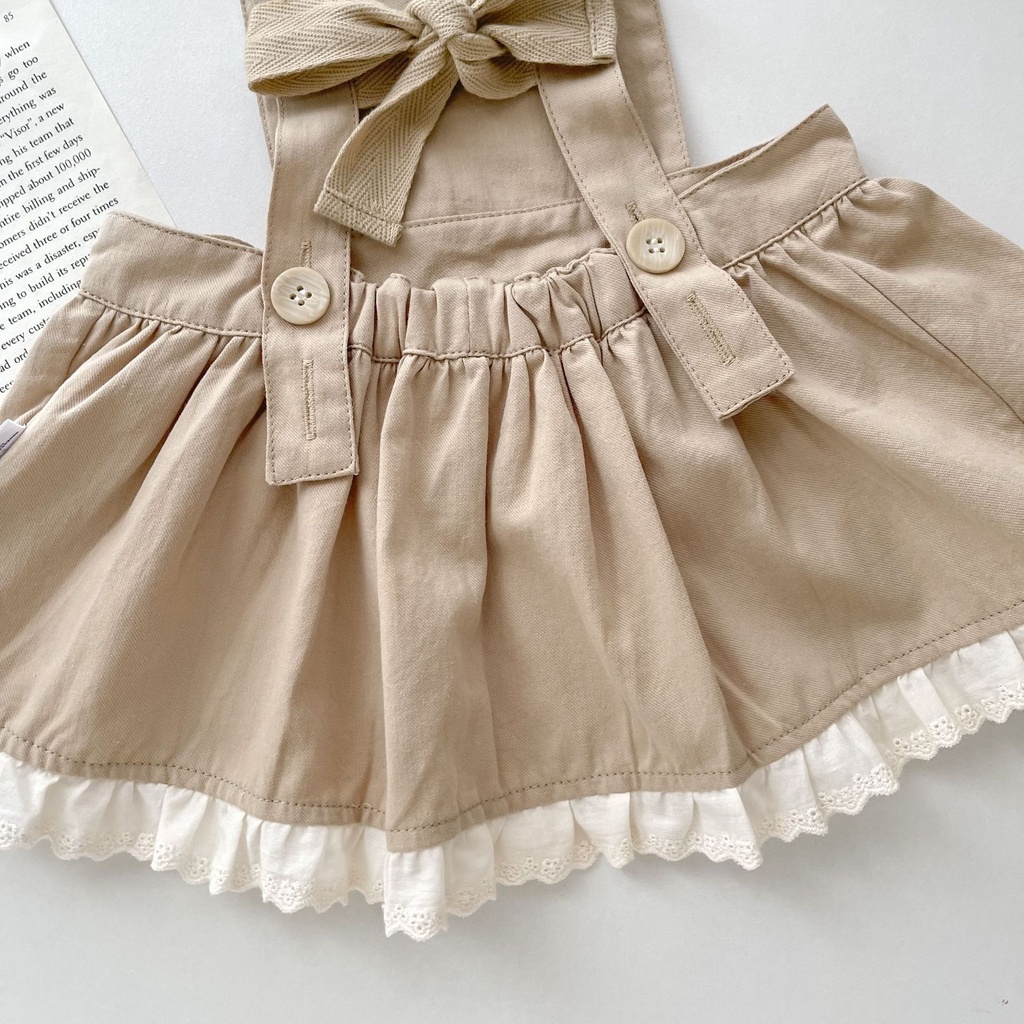 Đầm Sát Nách Phối Ren Hoa Phong Cách Hàn Quốc Cho Bé Gái Sơ Sinh eo3l