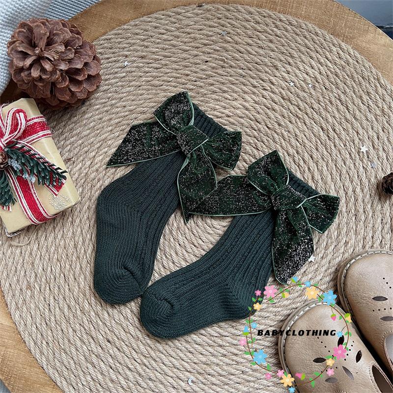 Đôi Vớ Cotton Mềm Ấm Áp Phối Nơ Dễ Thương Cho Bé Gái