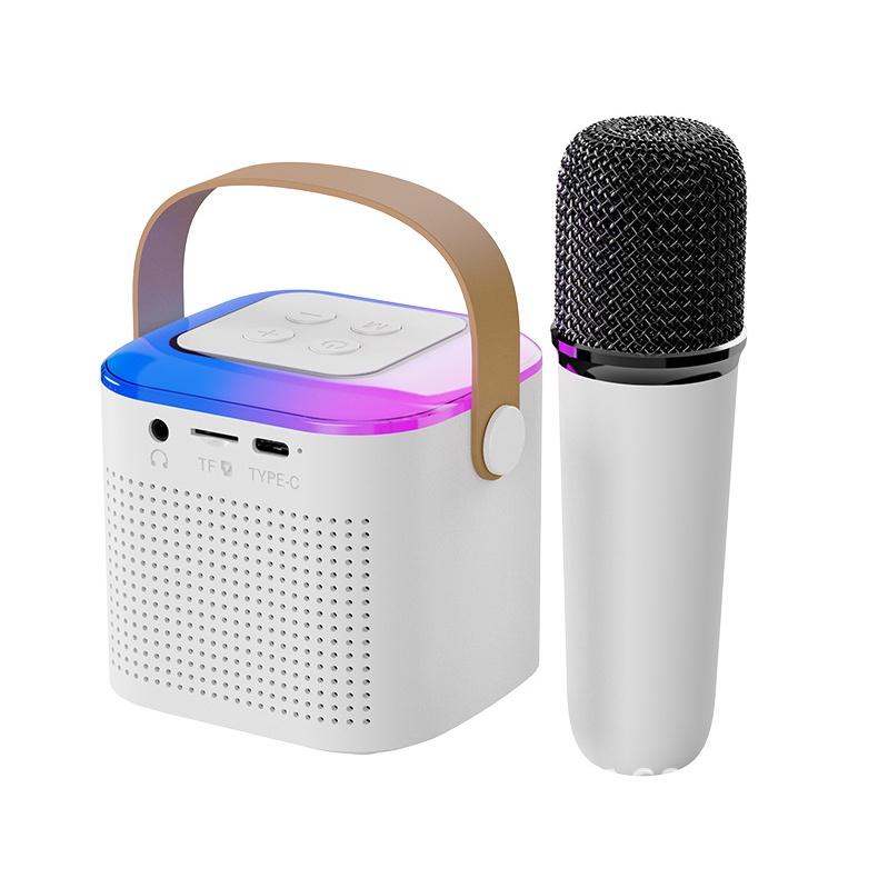 ❤2023 Karaoke Bluetooth Không Dây Mini Mới Loa Bluetooth Dễ Thương Có Đèn LED Y1 Đi Kèm 🎤 2 Micro Không Dây Dễ Thương