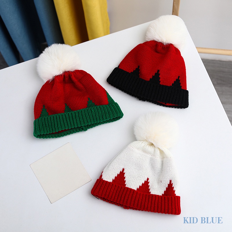 Mũ Len Dệt Kim Đính Quả Bông Dễ Thương Xinh Xắn Cho Bé