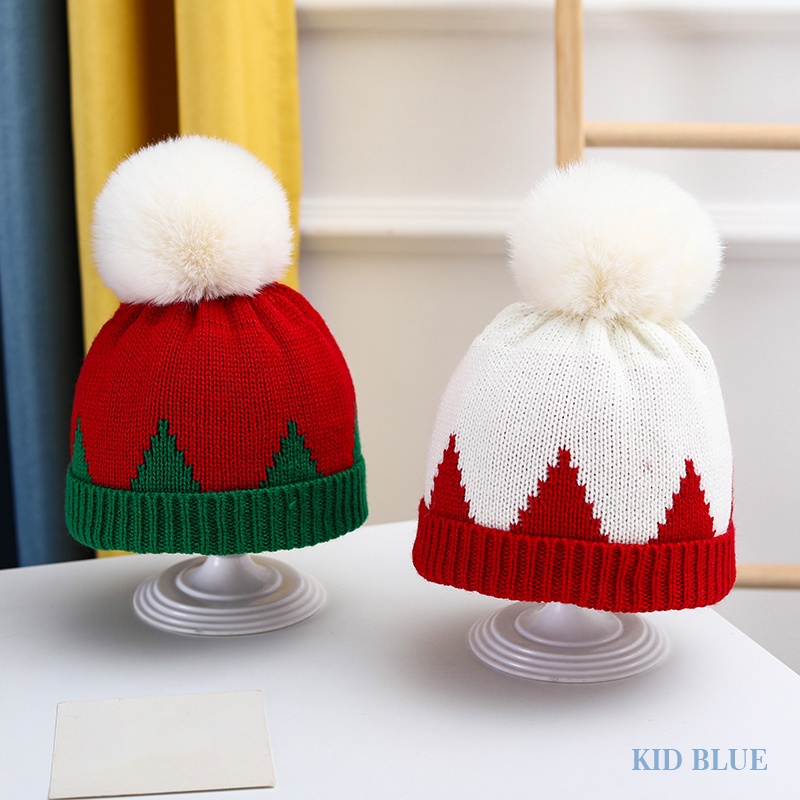 Mũ Len Dệt Kim Đính Quả Bông Dễ Thương Xinh Xắn Cho Bé