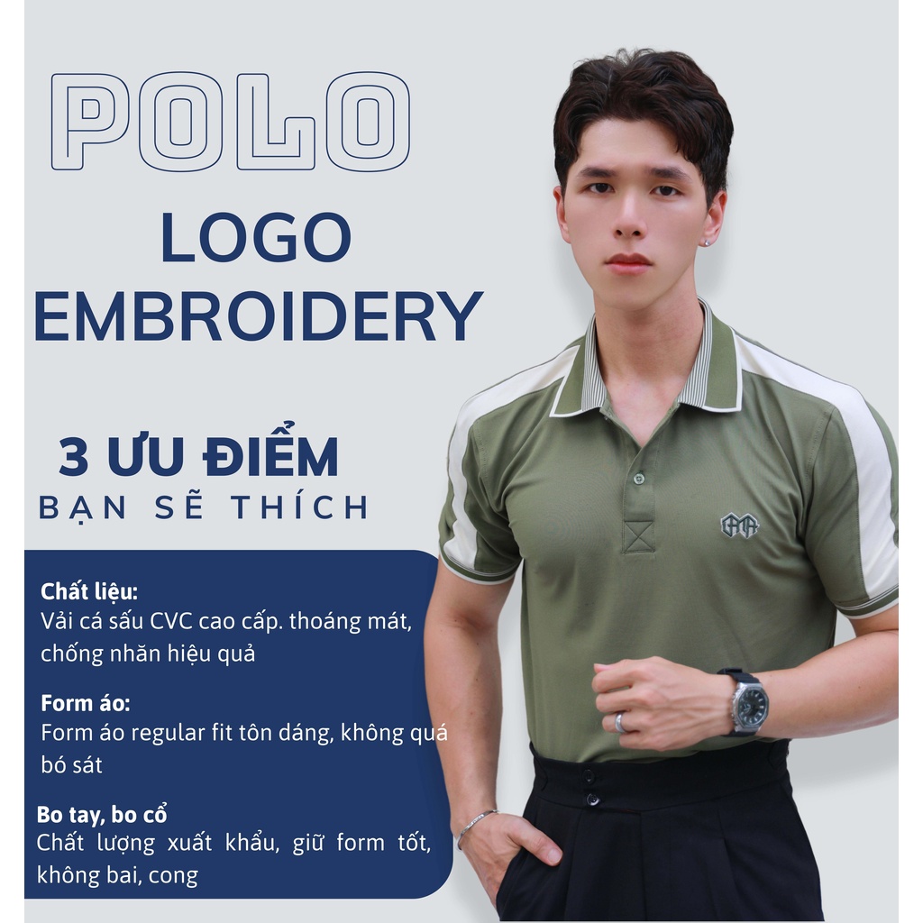Áo Polo Nam DATAMAN cổ bẻ thêu LOGO nổi, vải cá sấu CVC cao cấp, nam tính, trẻ trung, thanh lịch - PLV2304