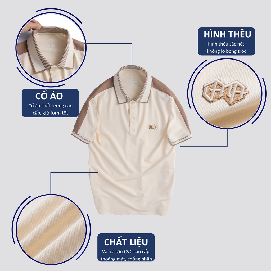 Áo Polo Nam DATAMAN cổ bẻ thêu LOGO nổi, vải cá sấu CVC cao cấp, nam tính, trẻ trung, thanh lịch - PLV2304