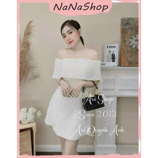 Đầm váy nữ trễ vai dáng xòe có mút ngực sang chảnh phù hợp đi tiệc đi chơi, Vây đầm nữ dáng xòe kiểu trễ vai