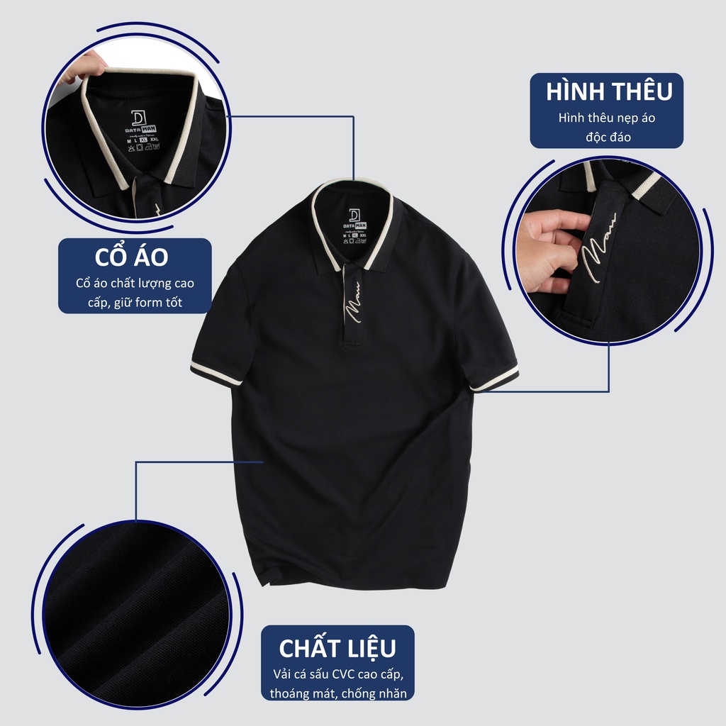 Áo Polo Nam DATAMAN cổ bẻ thêu nẹp, vải cá sấu CVC cao cấp, nam tính, trẻ trung, thanh lịch - PLV2305