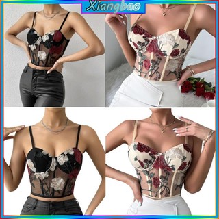 Xiangbao áo lót corset lưới thêu hoa cho nữ dễ phối đồ