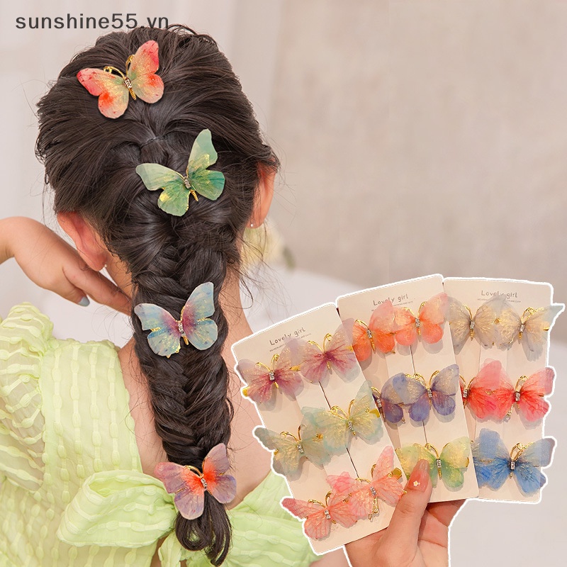 Set 6 Kẹp Tóc Hình Bướm Nhiều Màu Sắc Ngọt Ngào Cho Bé Gái vn