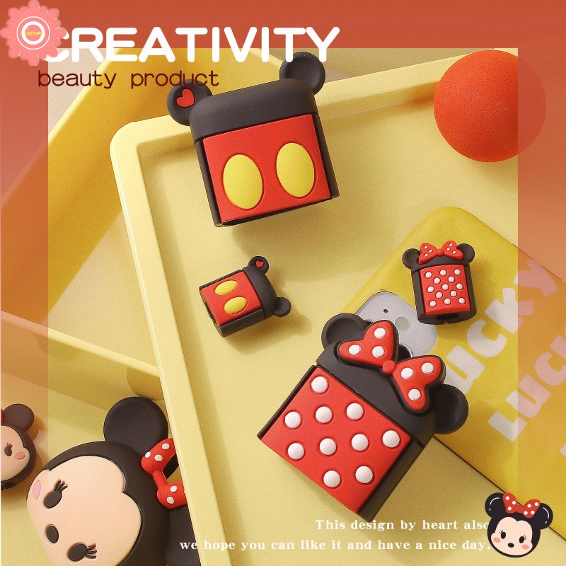 Bộ Phụ Kiện Bảo Vệ Dây Cáp Sạc 4 Trong 1 in Hoạt Hình disney mickey minnie Cho iphone / ipad 18w / 20w
