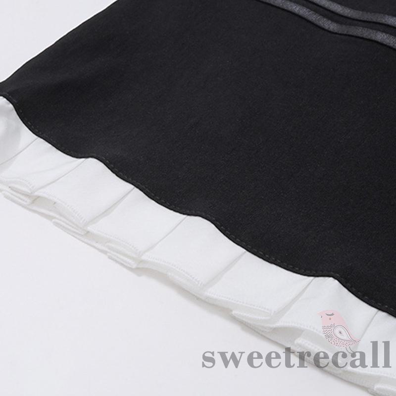 Set Áo Quây Ngực + Chân Váy Ngắn Màu Sắc Tương Phản Thời Trang Mùa Hè Cho Nữ