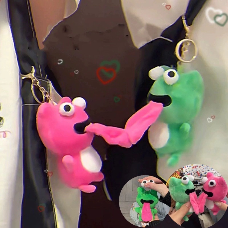 Móc Khóa Ếch Nhồi Bông Hít Nam Châm Sáng Tạo Vui Nhộn