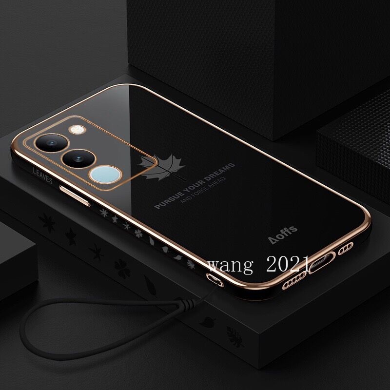 Phù Hợp Ốp Điện Thoại Silicon Mềm Mạ Điện Chống Rơi Hình Lá Phong Cho vivo v29 5g vivo v29e v29 pro 5g 2023 vivov29 5g
