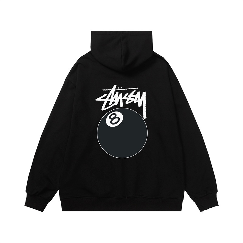 Áo Hoodie Tay Dài In Chữ st666ussy Số 8 Màu Đen Phong Cách Cổ Điển Thời Trang Cho Cặp Đôi