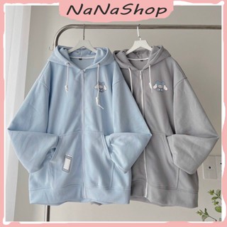 Áo khoác nỉ hoodie zip chất liệu ấm nhiều màu form rộng icon cừu xanh dương, hồng mặc thười trang thu đông